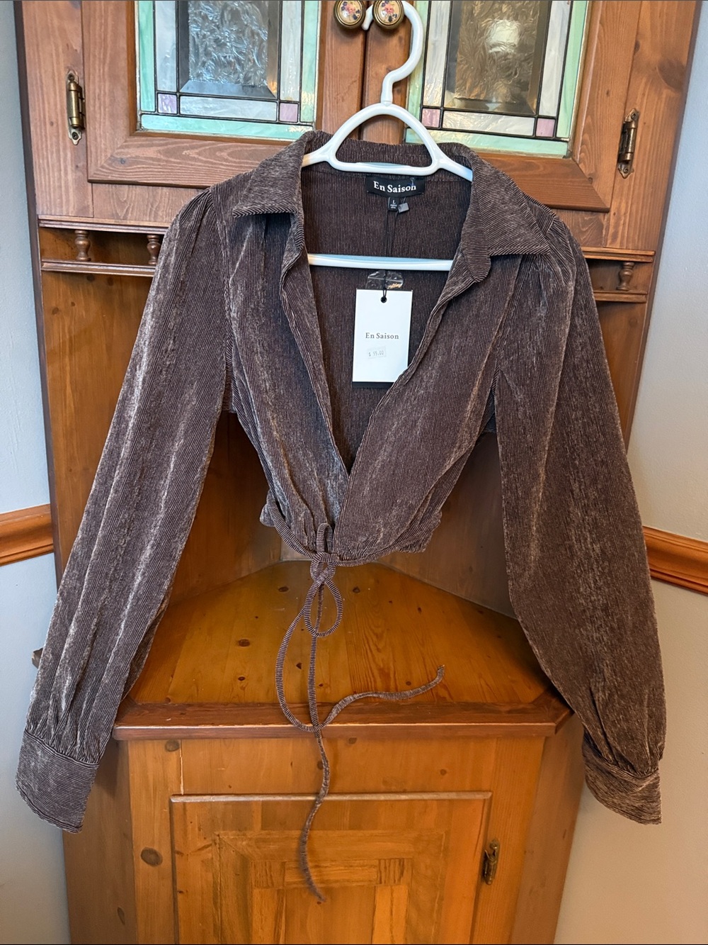 NWT En Saison Route Wrap Blouse in Brown - Size LargeBrand new with tags L